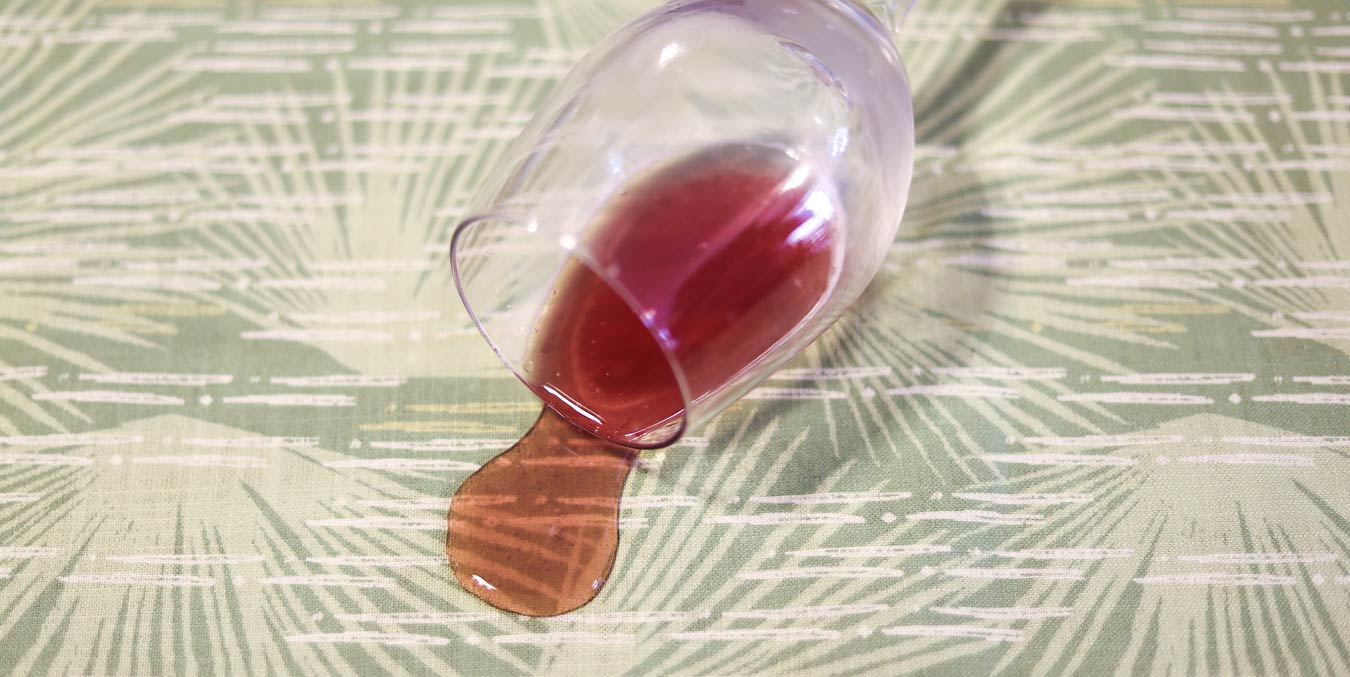 Wine Glass Pouring Wine on a Stain Resistant Hawaiian Fabric Design
