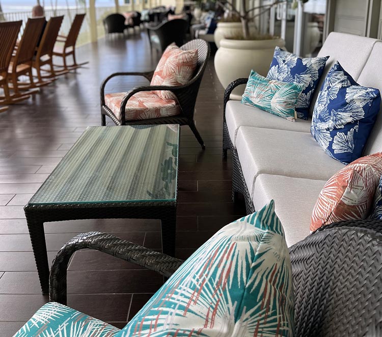 Beautiful Hawaiian Design Seat Cushions and Pillows At the Kahala Hotel & Resort