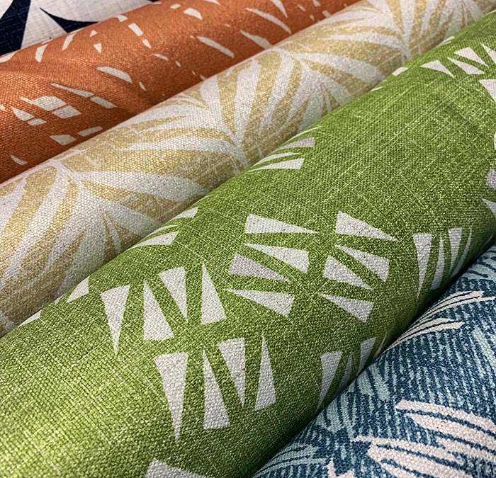 Orange Tan and Green Contract Hawaiian Print Design Upholstery For Your Project