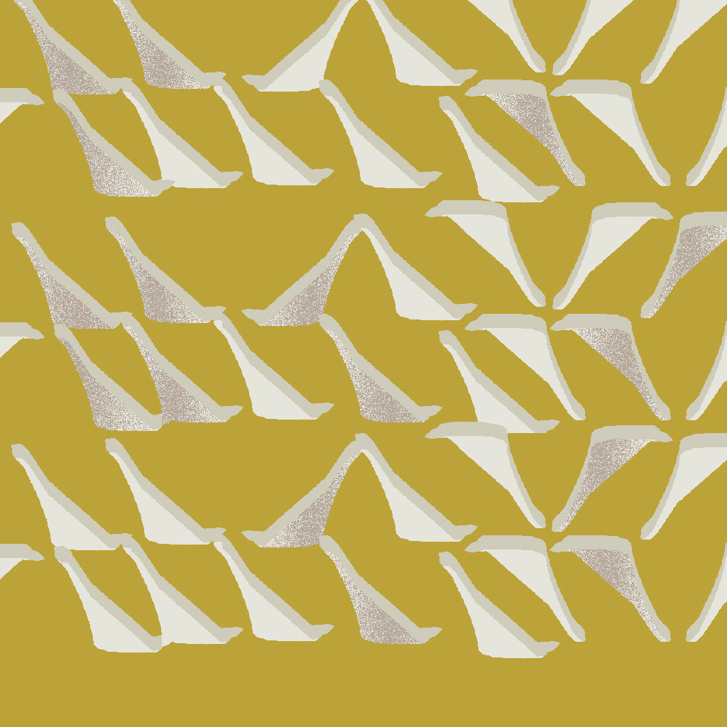 Adze Gold Hawaiian Design Fabric Closeup